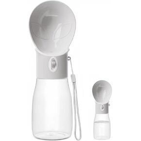 Dog Water Bottle, Dishwasher Safe Material Dog Water Bottle Leak-Proof Water Dispenser for Pet Outdoor Activities Hiking Walking and Camping (Gray, with Food Container)