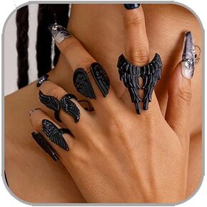 Vintage Gothic Knuckle Rings for Women Punk Stackable Diablo Ring Set Spider Snake Skull Bat Broken Claw Vintage Silver Ring Halloween Jewelry