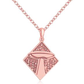 10K Gold Color Spacecraft UFO Pendant Necklace