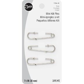 Dritz 1-1/2" Mini Kilt, Silver, 3 Count Skirt Pins