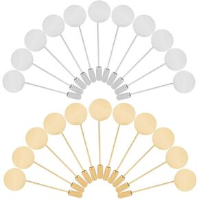 SUNNYCLUE 1 Box 60Pcs Flat Round Stick Pin Silver Brooch Stick Pin Gold Brass Safety Tray Lapel Pin Findings Base Settings Brooch Pins Needle for Crafts Suit Tie Hat Scarf DIY Jewelry Accessories