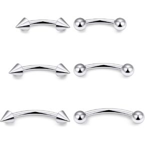 20G 18G 16G 14G F136 Titanium Eyebrow Piercing Jewelry Curved Barbell Eyebrow Ring Vertical Labret Lip Jewelry Daith Rook Earring Navel Small Belly Button Ring Piercing Jewelry for Women Men