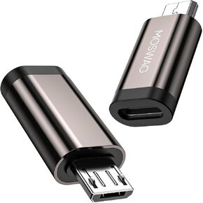 MOSWAG USB C to Micro USB Adapter(4 Pack), USB Type C Female to Micro USB Male Converter USB C to Micro B 2.0 Charge & Data Sync Compatible with Samsung Galaxy S7 Edge S6 and Micro USB Devices(Brown)