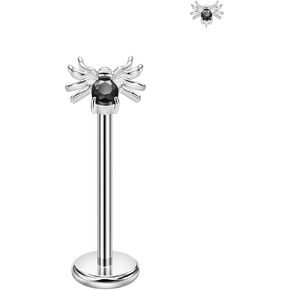 FANSING Black CZ Spider Threadless Push Pin Labret Studs Surgical Steel Halloween Piercing Jewelry