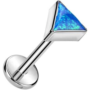 Pierced Owl 18GA ASTM F-136 Implant Grade Titanium Threadless Push-In Synthetic Opal Triangle Top Flat Back Stud