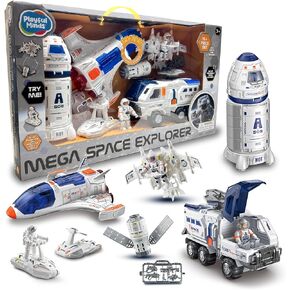– Rocket Space Toy, Kids Spaceship Playset Includes Space Shuttle, Astronauts, Take Apart Outer Space Adventure Set for Boys and Girls, Lights and Sounds, 15-Piece Set STEM Toy
