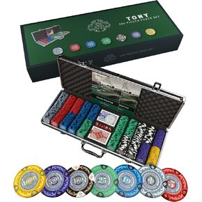Bullets Playing Cards Poker Case 'Tony' with 500 Clay Poker Chips - Premium pokerset for cashgame and tournaments