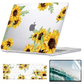 Compatible with MacBook Air 13 inch Case Floral, Sunflower Clear Hard Case with Keyboard Cover & Screen Protector Compatible for MacBook Air 13" Old Version 2010-2017 (A1466 &A1369)