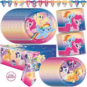 My Little Pony Birthday Decorations | Serves 16 | Party Banner, Tablecloth, My Little Pony Plates and Napkins, Sticker | Officially Licensed