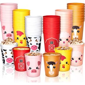 Erweicet 24pcs Farm Animal Birthday Decorations Cups,16oz Farm Animals Cups for Farm Theme Party Supplies Birthday Decorations