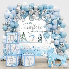 Little Snowflake Baby Shower Decorations Party Supplies, A Little Snowflake is on The Way Baby Shower Decor, Baby Its Cold Outside Baby Shower, Winter Wonderland Christmas Baby Shower Decorations