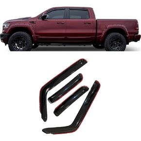 Black Horse Off Road [BHOR] in Channel Rain Guards/Wind Deflectors Compatible with 2019-2024 Ram 1500 Quad Cab Smoke 4 PCs - 1494813IN