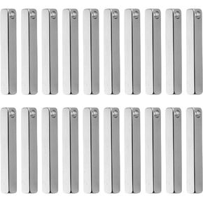20 Pack Rectangle Bar Engraving Blanks Stainless Steel Engraving Blank, Aluminum 3D Rectangle Stamping Blanks Bar Pendants for Necklace Keychain Making
