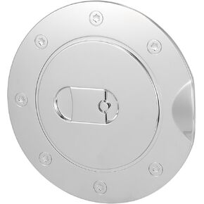ACROPIX Stick-on Gas Door Fuel Tank Cap Filler Cover Decoration for Ford F-150 F-250 F-350 - Pack of 1 Silver Tone