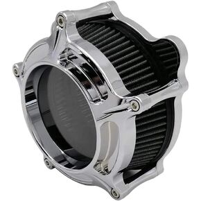 Harley Air Cleaner Chrome See Through Intake Filter Kit Cnc Cut for Motorcycle Dyna 2000 - 2017 Softail 2000 - 2015 Touring 2000 - 2007 Fitment - B (Red)