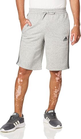 adidas Men's Size Essentials Fleece 3-Stripes Shorts, Medium Grey Heather/Black, Large/Tall in Saudi Arabia