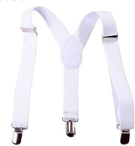 Jowxsx White Child Kids Girls Boys Suspenders Braces,Adjustable Clip on Y-Back Elastic Suspenders with Metal Clips for Boys Girls Boys' Suspenders Clothing, Shoes in Saudi Arabia