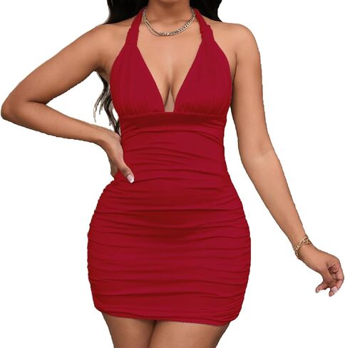 Women's Ruched Night Club Going Out Sexy Dress in Kuwait