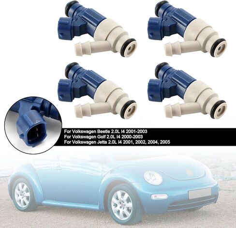 4PCS Fuel Injectors Fit For Volkswagen Beetle 2.0L I4 2001-2003,Golf 2.0L I4 2000-2003,Jetta 2.0L I4 2001, 2002, 2004, 2005# 06A906031AC, 0280156240, 06A906031CB, 0280155995, 852-18103 in Kuwait