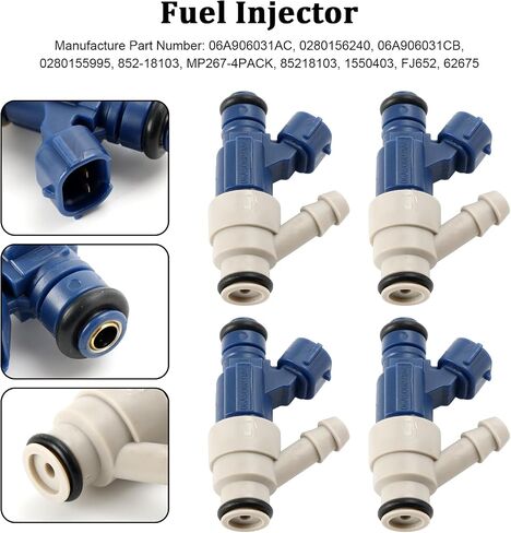 4PCS Fuel Injectors Fit For Volkswagen Beetle 2.0L I4 2001-2003,Golf 2.0L I4 2000-2003,Jetta 2.0L I4 2001, 2002, 2004, 2005# 06A906031AC, 0280156240, 06A906031CB, 0280155995, 852-18103 in Kuwait