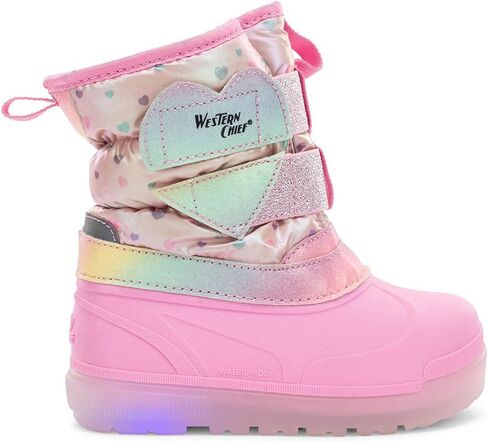Western Chief Kids Denali Lighted Faux Fur Cold Weather Boots – Waterproof Snow Boots with Reflective Glitter, Warm and Cozy Winter Boots for Toddlers and Kids in Saudi Arabia