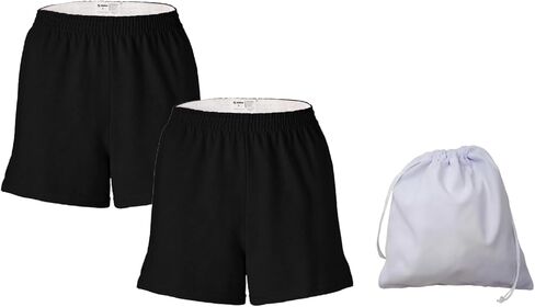 شورتات التشجيع الأصلية للسيدات من Soffe - باللون الأسود - قطعتان، تتضمن حقيبة سفر (الولايات المتحدة، ألفا، متوسط، عادي، عادي، أسود) in Kuwait