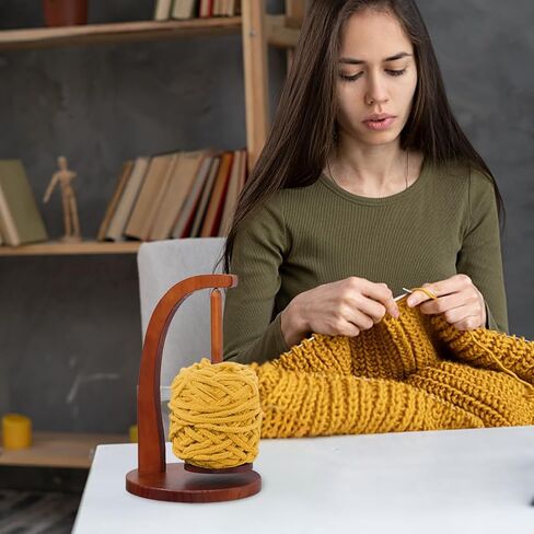 Yarn Holder for Crocheting and Knitting,Wooden Yarn Spinner,Yarn Ball Holder with Magnetic Metal Twirling Mechanism,Crochet Yarn Holder for Knitting Crocheting DIY Crafts Gifts in Kuwait