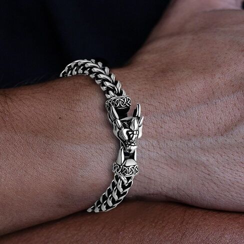 سوار تنين للرجال، سوار فايكنغ من الفولاذ المقاوم للصدأ كوبي، هدايا مجوهرات بانك، لون فضي مصقول 8.7 بوصة in Saudi Arabia