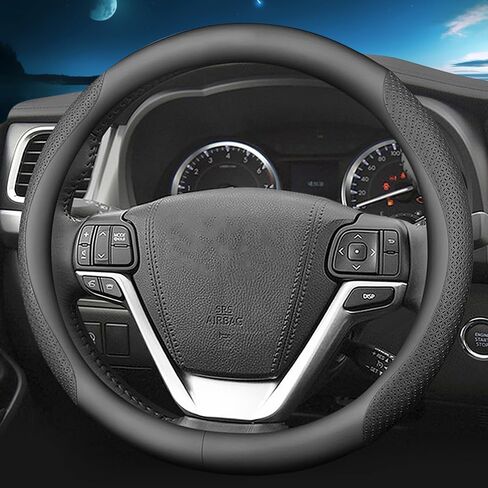 Nappa Leather Slim Stylish Steering Wheel Cover， for Chevrolet Steering Wheel Cover Interior Conversion (Black) in Kuwait