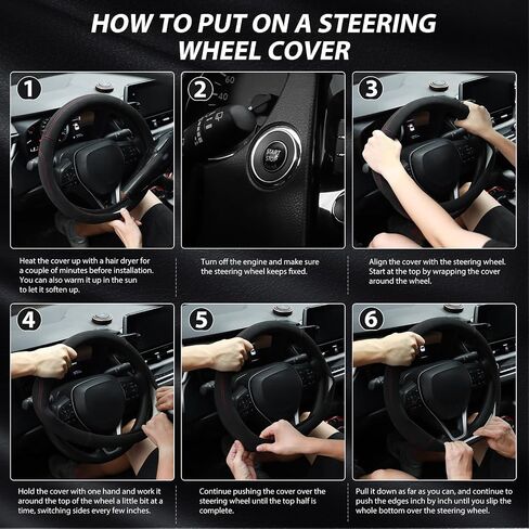 SEG Direct Suede Steering Wheel Cover for Car, Standard Size 14.5-15 inch (37-39 cm), Sport Non-Slip Automotive Interior Accessories, Black in Saudi Arabia