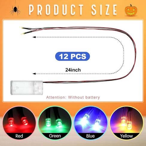 Xuhal 12 Pcs Halloween LED Glowing Light Eye for Mask Costume Skull Skeleton 24'', Battery Not Include in Saudi Arabia
