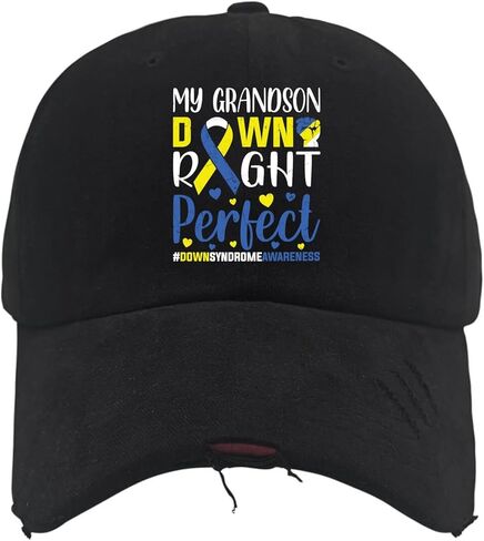 My Grandson Down Right Perfect Down Syndrome Awareness Trucker Hat Womens Cap AllBlack Womens Sun Hat Gifts for Men in Saudi Arabia