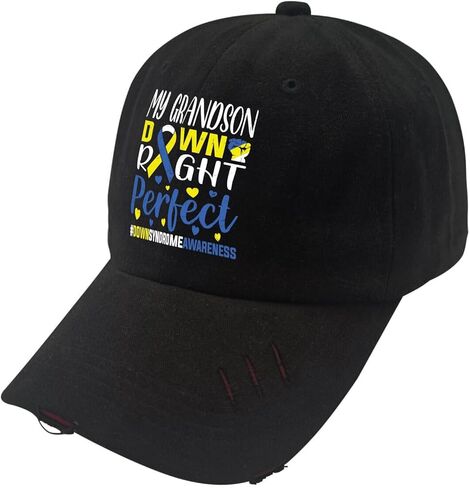 My Grandson Down Right Perfect Down Syndrome Awareness Trucker Hat Womens Cap AllBlack Womens Sun Hat Gifts for Men in Saudi Arabia