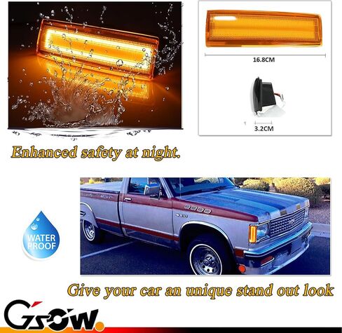 2 PCS LED Side Marker Lights Assembly for 1983-1994 Chevy Blazer S10 GMC Jimmy S15, Front Side Indicator Fender Lamp, Smoked Lens Amber Turn Signal Side Replacement, Accessories in Saudi Arabia