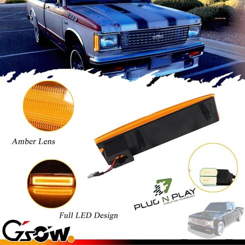 2 PCS LED Side Marker Lights Assembly for 1983-1994 Chevy Blazer S10 GMC Jimmy S15, Front Side Indicator Fender Lamp, Smoked Lens Amber Turn Signal Side Replacement, Accessories in Saudi Arabia