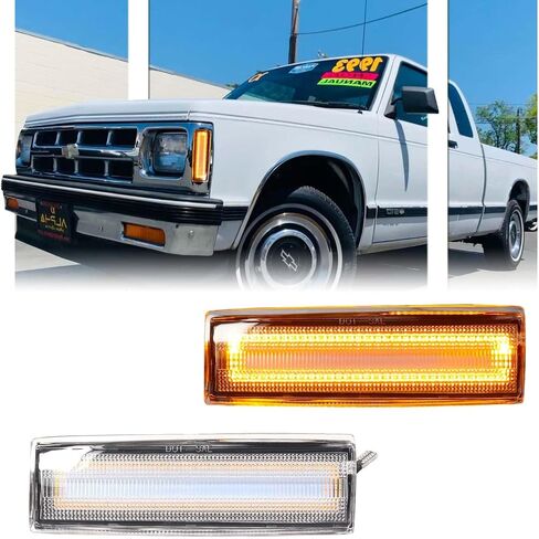 2 PCS LED Side Marker Lights Assembly for 1983-1994 Chevy Blazer S10 GMC Jimmy S15, Front Side Indicator Fender Lamp, Smoked Lens Amber Turn Signal Side Replacement, Accessories in Saudi Arabia