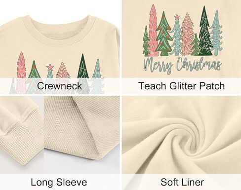 YI XIANG RAN Merry Christmas Sweatshirt Women Christmas Plaid Leopard Tree Shirt Long Sleeve Holiday Shirts Tops in Saudi Arabia
