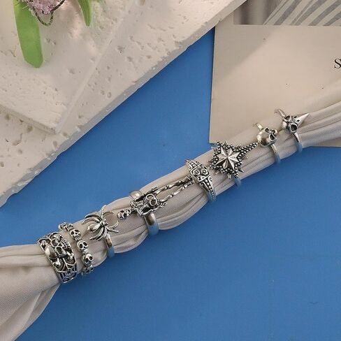 Vintage Gothic Knuckle Rings for Women Punk Stackable Diablo Ring Set Spider Snake Skull Bat Broken Claw Vintage Silver Ring Halloween Jewelry in Kuwait