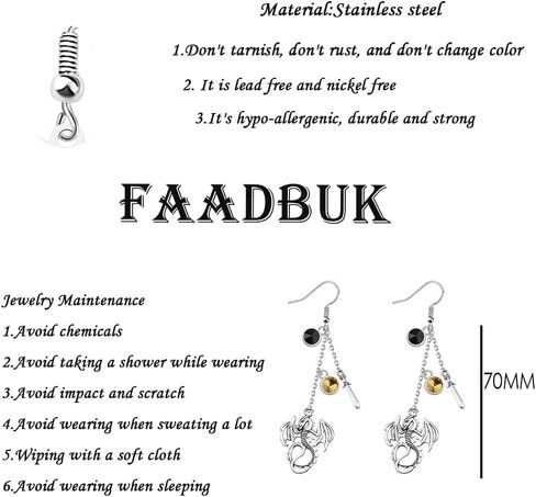 FAADBUK 4th الجناح القرط 4th الجناح عاشق هدية Bookish هدية التنين رايدر هدية قارئ هدية in Kuwait