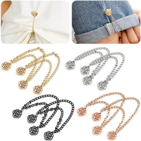 Magnetic Clothing Clips - 8Pack Multi-Function Magnetic Strength Buttons Hem Clips for Cinch T-Shirt Pants Hems,Multi-Purpose Magnetic Pinless Decorate for Cardigan (Mix Flower) in Kuwait