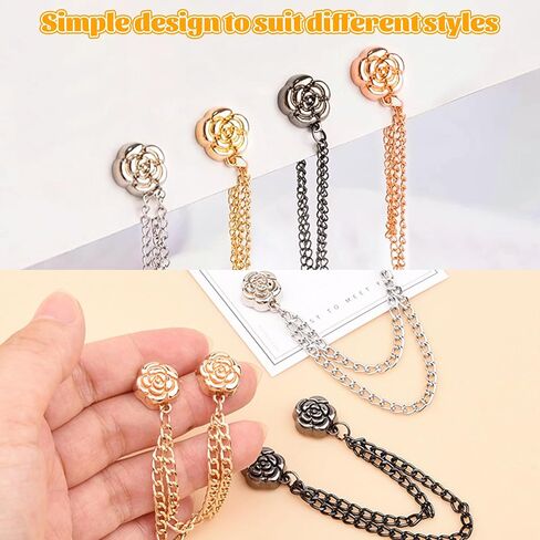 Magnetic Clothing Clips - 8Pack Multi-Function Magnetic Strength Buttons Hem Clips for Cinch T-Shirt Pants Hems,Multi-Purpose Magnetic Pinless Decorate for Cardigan (Mix Flower) in Kuwait