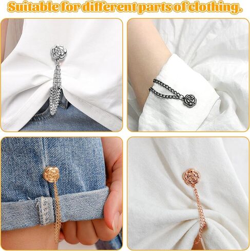 Magnetic Clothing Clips - 8Pack Multi-Function Magnetic Strength Buttons Hem Clips for Cinch T-Shirt Pants Hems,Multi-Purpose Magnetic Pinless Decorate for Cardigan (Mix Flower) in Kuwait