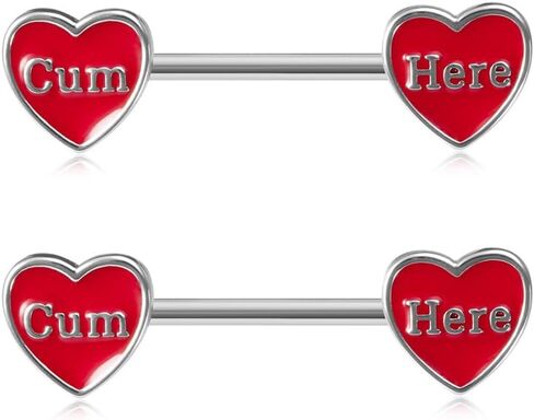14G Red Heart Nipple Rings for Women Surgical Steel Love Heart Piercing Barbell Bite Me Cum Here Letter Nipple Studs Naughty Words Body Piercing Jewelry in Saudi Arabia
