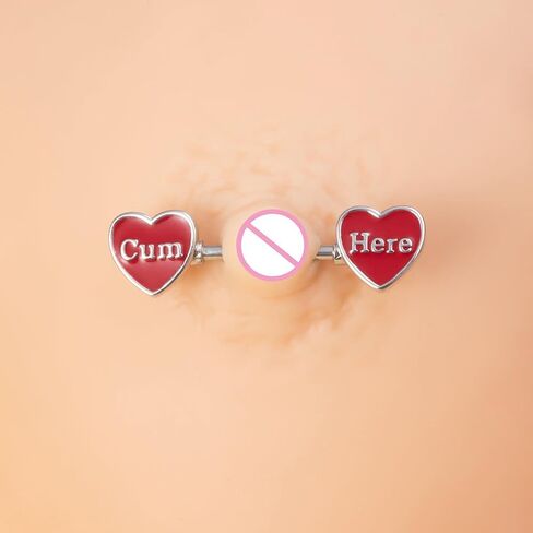 14G Red Heart Nipple Rings for Women Surgical Steel Love Heart Piercing Barbell Bite Me Cum Here Letter Nipple Studs Naughty Words Body Piercing Jewelry in Saudi Arabia