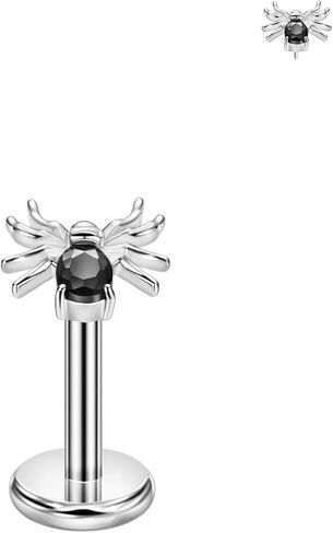 FANSING Black CZ Spider Threadless Push Pin Labret Studs Surgical Steel Halloween Piercing Jewelry in Saudi Arabia