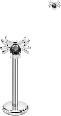 FANSING Black CZ Spider Threadless Push Pin Labret Studs Surgical Steel Halloween Piercing Jewelry in Saudi Arabia