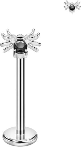 FANSING Black CZ Spider Threadless Push Pin Labret Studs Surgical Steel Halloween Piercing Jewelry in Saudi Arabia