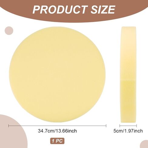 BENECREAT Yellow Pottery Foam Table Runner, 13.6inch High Density Round Upholstery Foam for Watercolor, Crafts, Pottery, Clay, Ceramics, 50mm Thick in Saudi Arabia