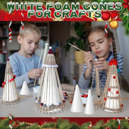 Reallnaive 36 Pcs Craft Foam Cones Polystyrene White Cone Shaped Foam 8 Assorted Size Foam Tree Cones for Art Craft Christmas Tree Wedding Birthday DIY Home Craft Holiday Decoration (2.09-6.89 Inch) in Saudi Arabia