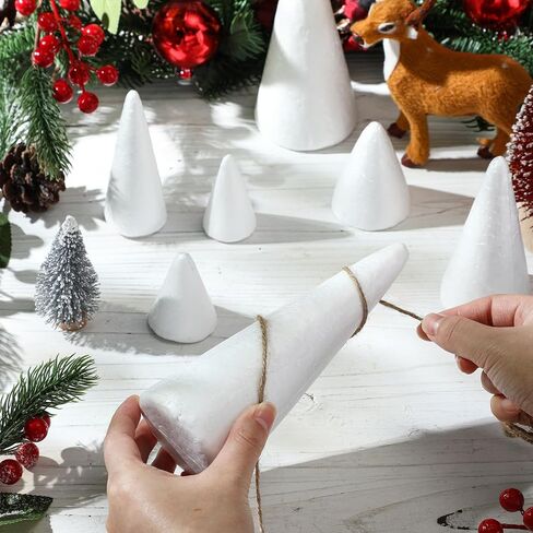 Reallnaive 36 Pcs Craft Foam Cones Polystyrene White Cone Shaped Foam 8 Assorted Size Foam Tree Cones for Art Craft Christmas Tree Wedding Birthday DIY Home Craft Holiday Decoration (2.09-6.89 Inch) in Saudi Arabia